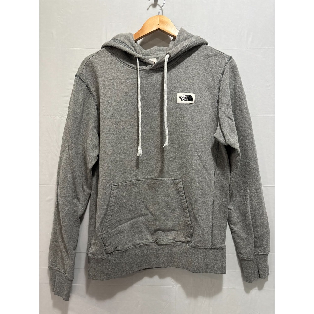 The North Face Pullover Hoodie Mens Gray Heritage Patch Kangaroo Pocket Small